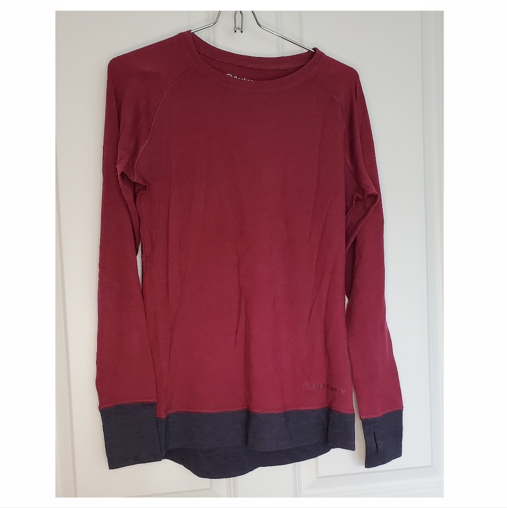 Backcountry Wool Crew Neck Thermal Size Medium Color Maroon and Grey